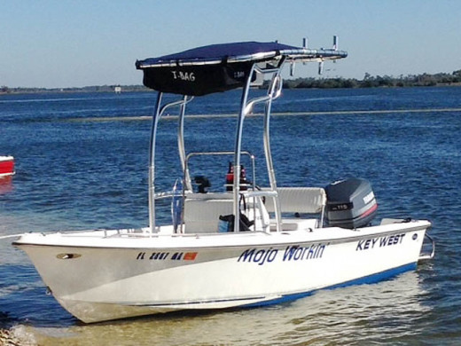 Key West Boats 268 CC Sunbrella Mediterranean Blue Tweed T-Top Canvas/Spray  Shield/Cargo & Storage Nets Set 2138T-53,2938-53,2938SN