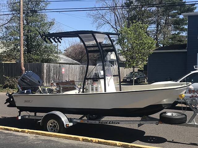 1977 Boston Whaler Montauk 17' with a SG300 boat t-top, photo 1 of 4