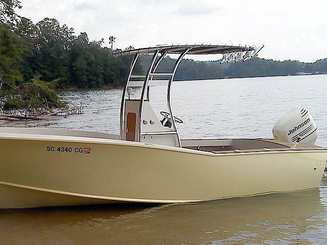Custom cold moulded 20' carolina style with a SG300 boat t-top, photo 2 of 5
