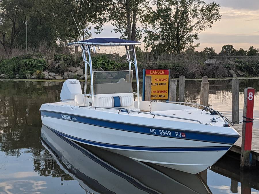 1992 Scarab Sportster with a SG600 boat t-top, photo 3 of 4