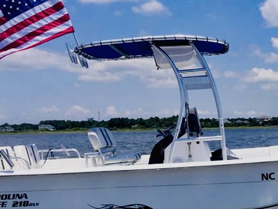 2011 Carolina Skiff 218 DLV with a boat t-top, photo 2 of 2
